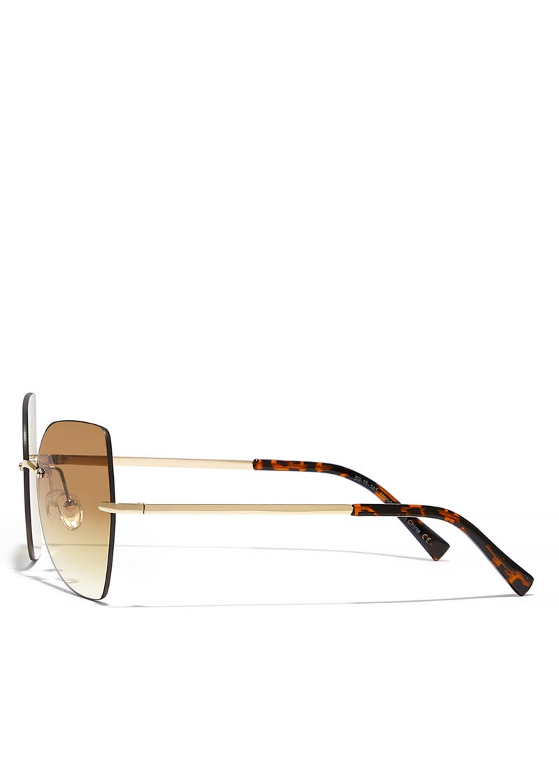 Blackout NAOMI Women Japanese Gold Sunglasses - Frame Material: Metal- Frame Color: Japanese Gold-Lens Color: Brown - Full Rim  - Image 3