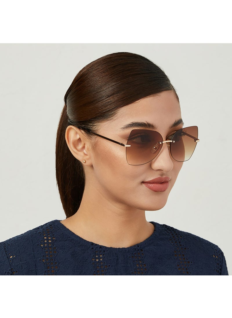 Blackout NAOMI Women Japanese Gold Sunglasses - Frame Material: Metal- Frame Color: Japanese Gold-Lens Color: Brown - Full Rim  - Image 5