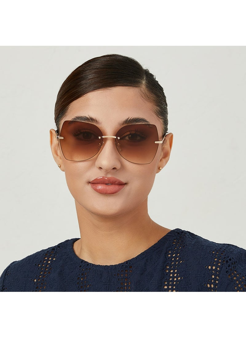 Blackout NAOMI Women Japanese Gold Sunglasses - Frame Material: Metal- Frame Color: Japanese Gold-Lens Color: Brown - Full Rim  - Image 4