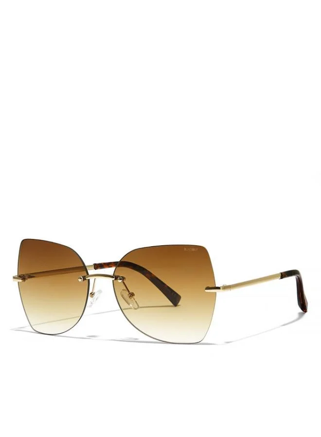 Blackout NAOMI Women Japanese Gold Sunglasses - Frame Material: Metal- Frame Color: Japanese Gold-Lens Color: Brown - Full Rim