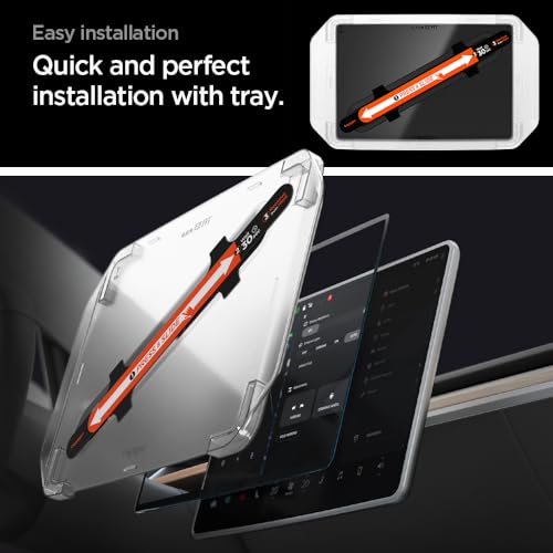 Spigen Tempered Glass Screen Protector [GlasTR EZ FIT] designed for Tesla Model 3(2024/2025), Model Y (Juniper) 15.4" Dashboard Touchscreen - Matte/Anti Glare/Anti Finger Print - Image 4