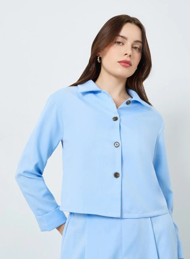 Styli Solid Casual Top and A-Line Maxi Skirt Set