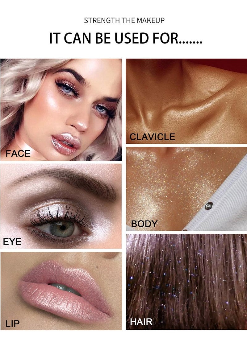 Handaiyan - Body Shimmer Powder Polvo De Hadas Fairy Highlighter Glitter Natural Pigment Shiner Stick Loose Oil Glow Body Brighten Dust with Puff Makeup Three-Dimensional Face,Eyeshadow,Eye,Hair,Body,Hair - Image 1