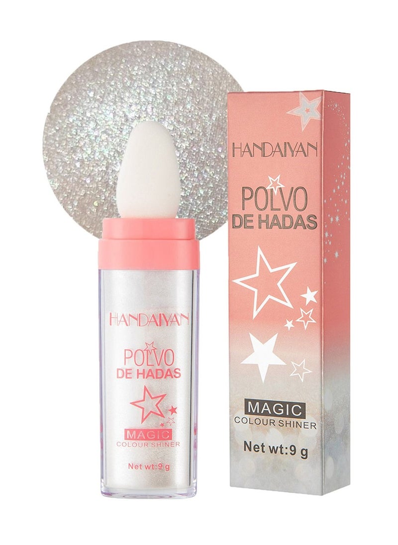 Handaiyan - Body Shimmer Powder Polvo De Hadas Fairy Highlighter Glitter Natural Pigment Shiner Stick Loose Oil Glow Body Brighten Dust with Puff Makeup Three-Dimensional Face,Eyeshadow,Eye,Hair,Body,Hair - Image 1