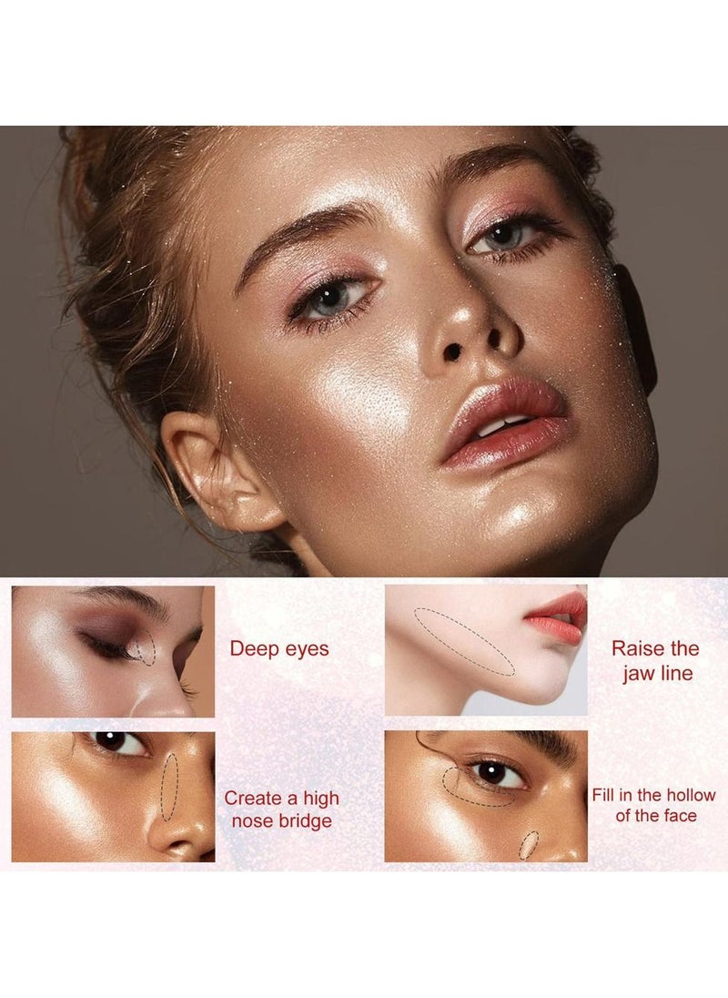 Handaiyan - Body Shimmer Powder Polvo De Hadas Fairy Highlighter Glitter Natural Pigment Shiner Stick Loose Oil Glow Body Brighten Dust with Puff Makeup Three-Dimensional Face,Eyeshadow,Eye,Hair,Body,Hair - Image 1