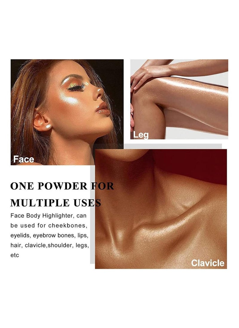 Handaiyan - Body Shimmer Powder Polvo De Hadas Fairy Highlighter Glitter Natural Pigment Shiner Stick Loose Oil Glow Body Brighten Dust with Puff Makeup Three-Dimensional Face,Eyeshadow,Eye,Hair,Body,Hair - Image 1