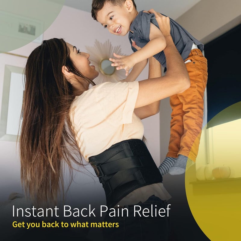 BraceUP Back Support with lumbar Pad - Back Pain Relief for Men and Women, Lumbar Support Belt for Sciatica Pain, Heavy Lifting, Waist Support, Lower Back Brace (L/XL 90-110 cm) - Image 2