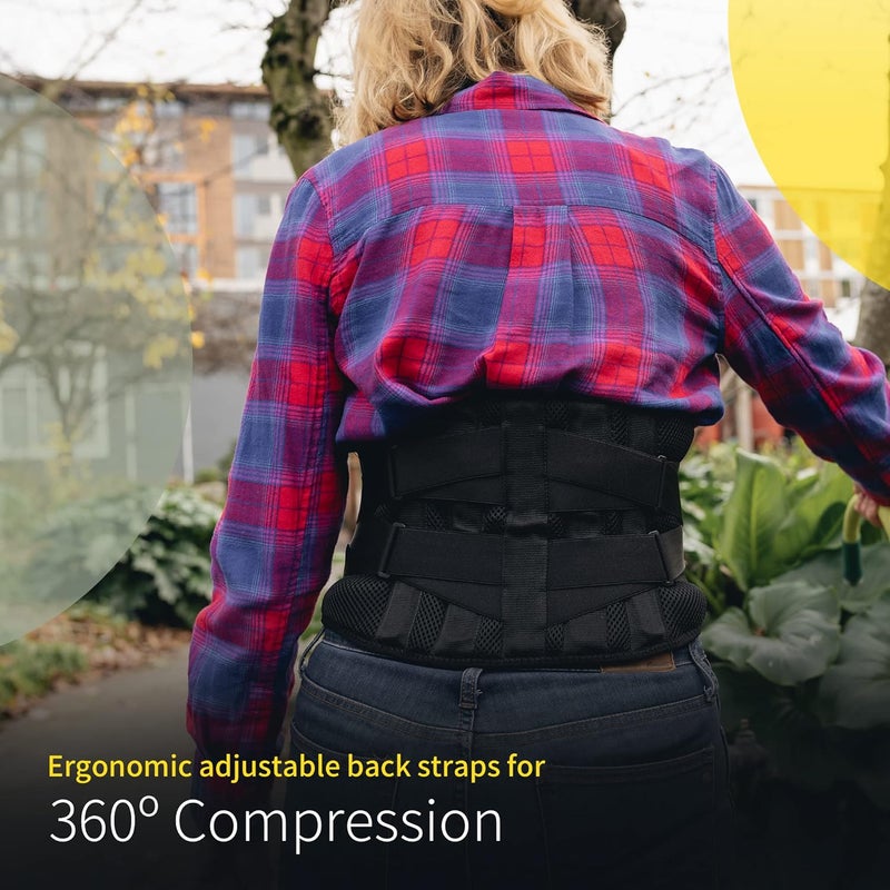 BraceUP Back Support with lumbar Pad - Back Pain Relief for Men and Women, Lumbar Support Belt for Sciatica Pain, Heavy Lifting, Waist Support, Lower Back Brace (L/XL 90-110 cm) - Image 4