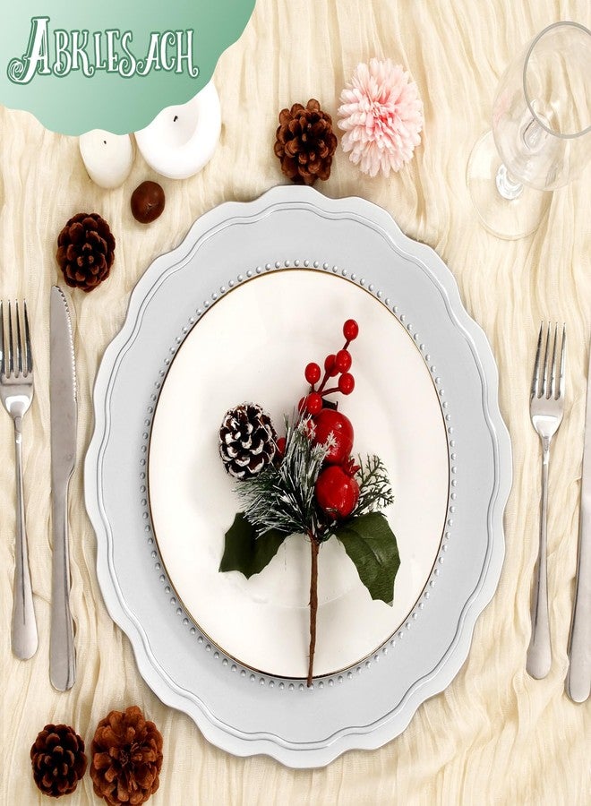 YMHPRIDE Silver Charger Plates Set of 12, 13 Inch Plastic Round Charger for Dinner Plates, Plastic Table Chargers for Wedding, Thanksgiving, Christmas - Image 5
