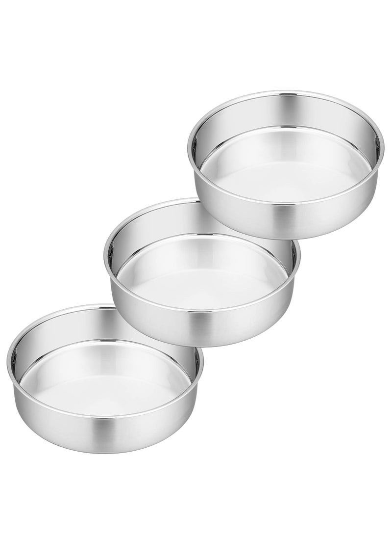 P&P CHEF PP CHEF Round Cake Pan Set of 3 Stainless Steel Round Baking Layer Pans Bakeware for Layer Birthday Cake Fit OvenPotsPressure Cooker Leakproof  Dishwasher Safe 8 Inch 