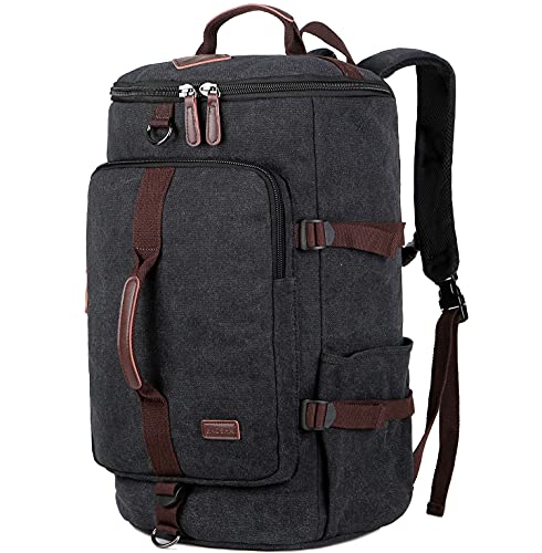 BAOSHA Canvas Weekender Travel Duffel Backpack Hybrid Hiking Rucksack Laptop Backpack for Outdoor Sports Gym HB-26(Black) - Image 1