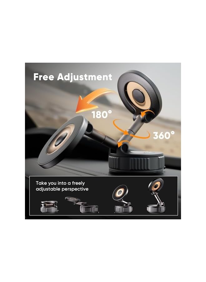 S-TOP Magnetic Phone Holder For Car, 120+ LB Strong Suction & 2800gf Strong Magnetic Force, 360° Adjustable MagSafe Car Mount For iPhone 17 16 15 14 13 12 Series (Black) - Image 4