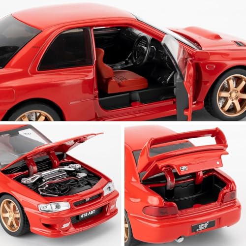 FEXXA 1/32 Compatible for Subaru Impreza WRX STI Model Car, Pull Back Diecast Collectible Car Toy with Sounds ＆ Lights for Kids Boys Girls and Adults, Gift (RED) - Image 5