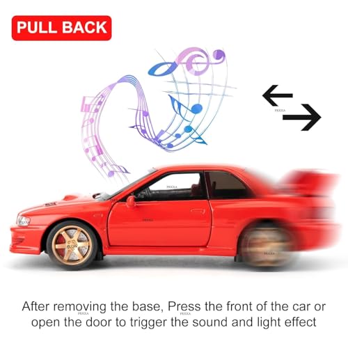 FEXXA 1/32 Compatible for Subaru Impreza WRX STI Model Car, Pull Back Diecast Collectible Car Toy with Sounds ＆ Lights for Kids Boys Girls and Adults, Gift (RED) - Image 4