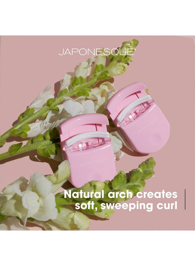 Japonesque Travel Eyelash Curler Pink Pack Of 2 Plastic Eyelash Curlers For Travel Makeup Comes With Bonus Replacement Lash Pad 2 Pack - Image 2