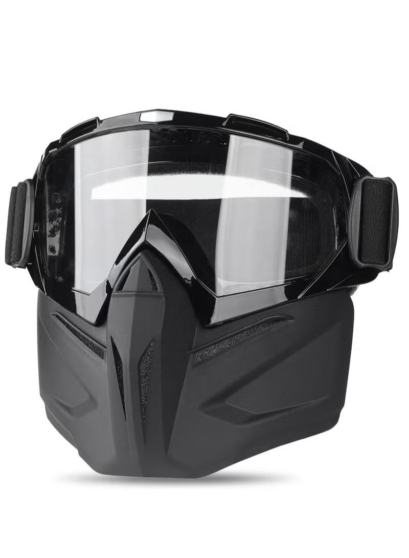 Generic Motorcycle Goggles Detachable Face Mask Airsoft Mask Full Face Protective Gear Compatible with Helmet for Men Women Kids Youth Detachable Clear Goggles for Motorcycle ATV Dirt Bike  - Image 1