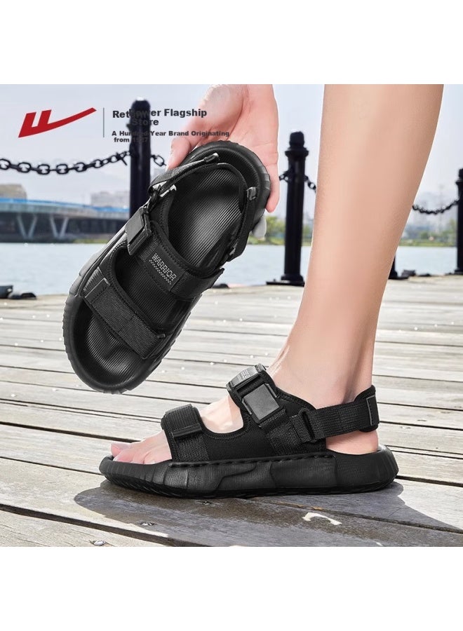 Warrior Men'S Summer New Thick-Soled Outdoor Dual-Use Beach Sandals Men'S Slippers 1580 Black 40 - Image 1
