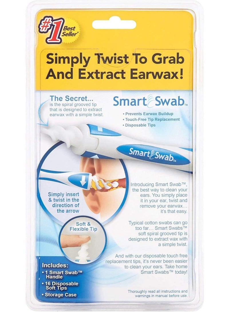 سمارت سواب اداة تنظيف الاذن مزيل شمع الحلزوني 16 طرف ناعم قابل للاستبدال امنة للاستخدام مجموعة ازالة قابلة لاعادة الاستخدام بدون الم لطيف للاذن - Image 2