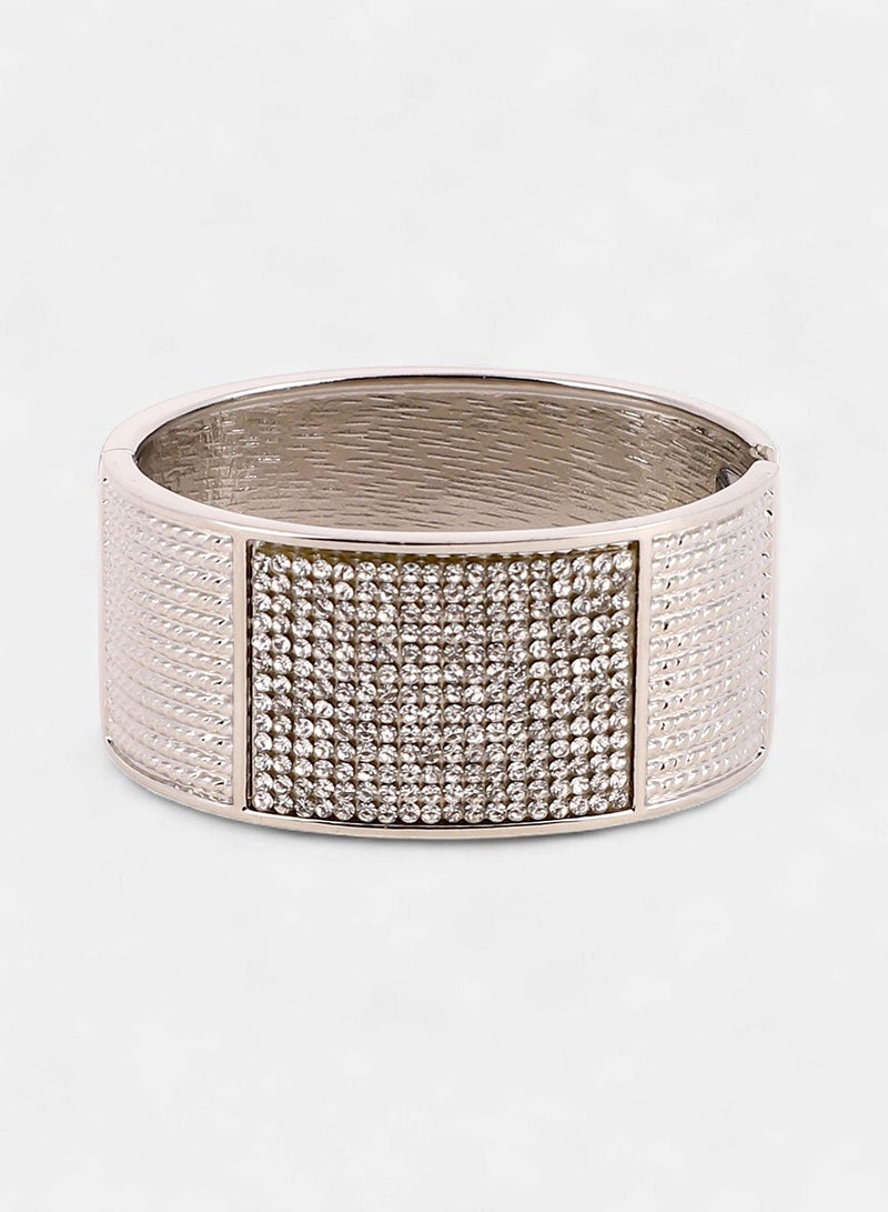 SOHI Women The Cristal-Bijou Cuff Bracelet | Crystal  Colour | One-Size | Artificial Stone Alloy Material | Adjustable Closure | Bracelet For Casual & Evening Wear - Image 4