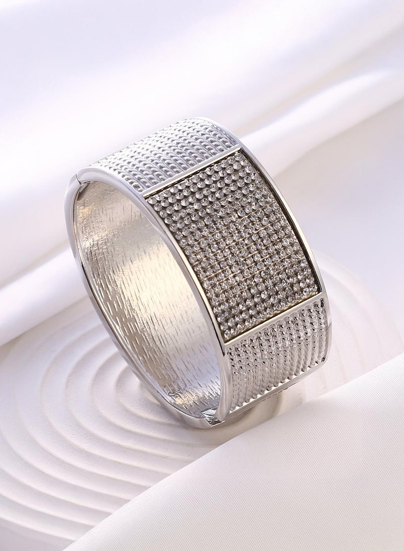 SOHI Women The Cristal-Bijou Cuff Bracelet | Crystal  Colour | One-Size | Artificial Stone Alloy Material | Adjustable Closure | Bracelet For Casual & Evening Wear - Image 1