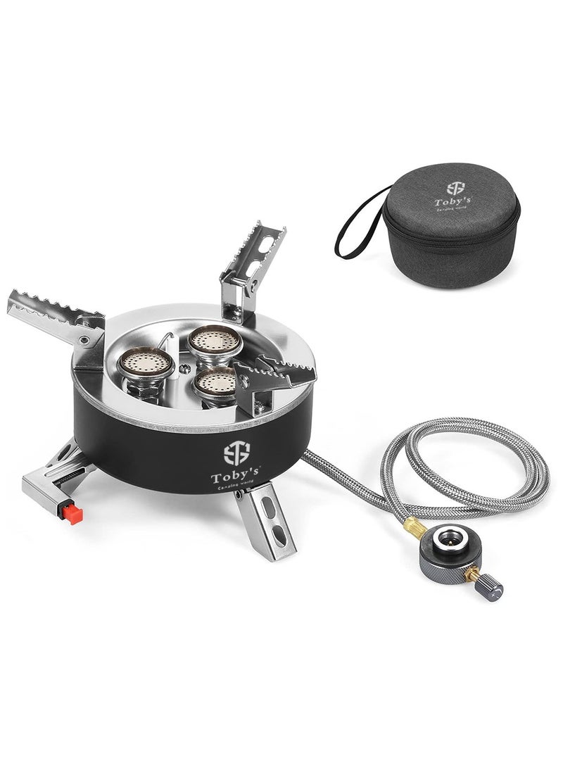 توبيز موقد توبي للتخييم بقوة 6800 واط، 3 شعلات قابلة للطي، موقد بيزو للطهي في الهواء الطلق، فرن للتخييم والتنزه والطوارئ - Image 1