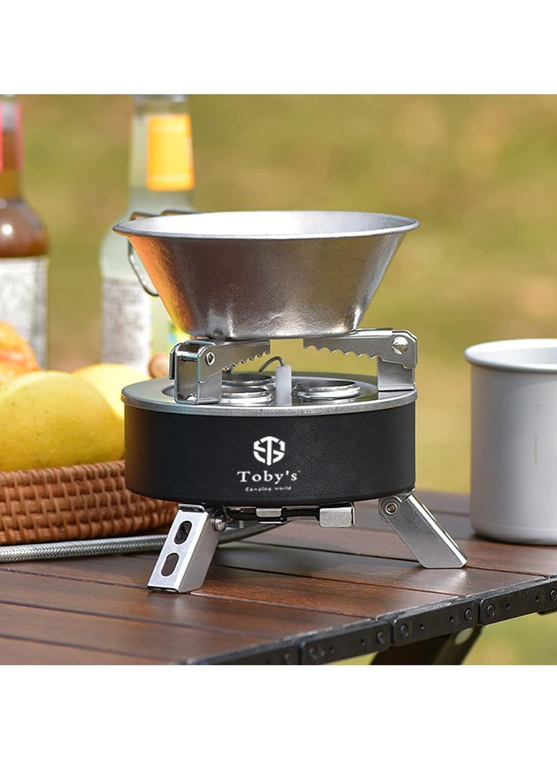 توبيز موقد توبي للتخييم بقوة 6800 واط، 3 شعلات قابلة للطي، موقد بيزو للطهي في الهواء الطلق، فرن للتخييم والتنزه والطوارئ - Image 2