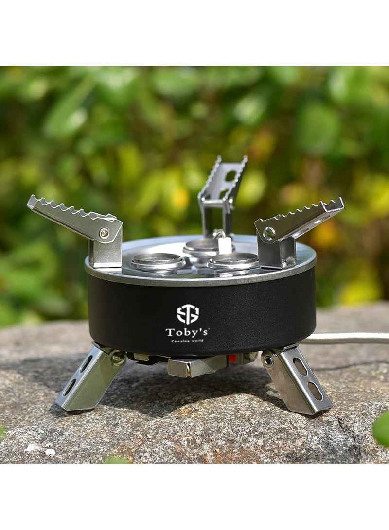 توبيز موقد توبي للتخييم بقوة 6800 واط، 3 شعلات قابلة للطي، موقد بيزو للطهي في الهواء الطلق، فرن للتخييم والتنزه والطوارئ - Image 3