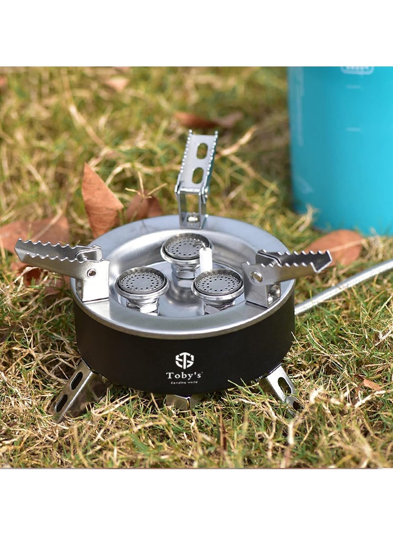 توبيز موقد توبي للتخييم بقوة 6800 واط، 3 شعلات قابلة للطي، موقد بيزو للطهي في الهواء الطلق، فرن للتخييم والتنزه والطوارئ - Image 4
