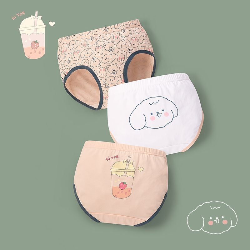 Summer thin childrens briefs cotton antibacterial little girl shorts big childrens baby girls underwear wholesale White Moe Puppy SJ558 