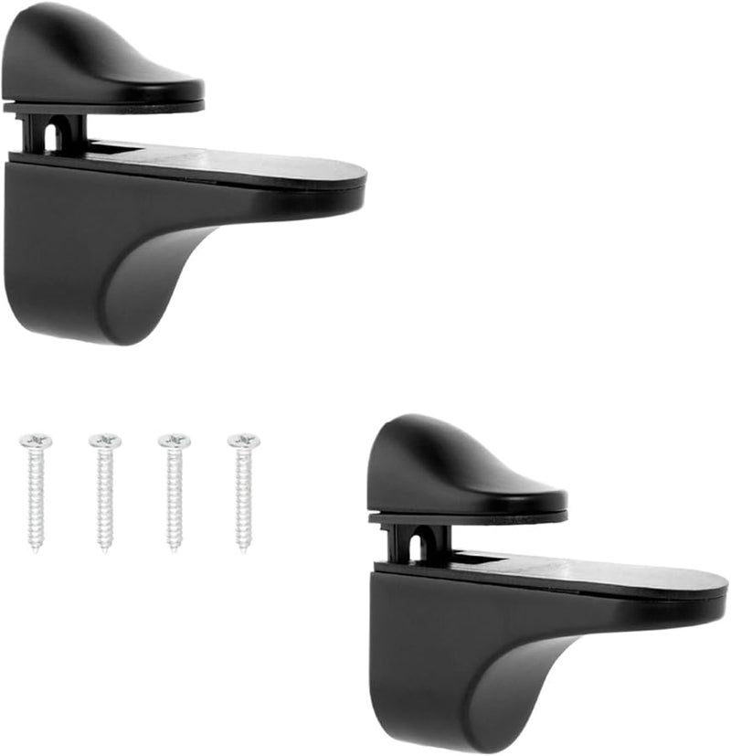 Black Glass Clamp Bracket Floating Wall Shelf Support Adjustable Metal Clips 2 Pieces - Image 3