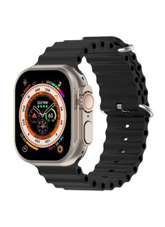 Replacement Strap Ocean Silicone Watch Band For Apple Watch Ultra 49mm / Series 8&7 45mm / SE 2&6&SE&5&4 44mm Black