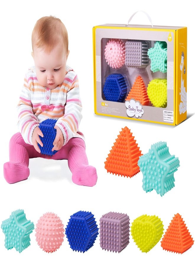 ROHSCE Baby Sensory Balls, Montessori Toys Soft Baby Balls 6 to 12 Months Textured Geometric Shapes for Babies' Sensory Development, Multicolor Bath Gifts Spiky Squeeze Ball for Infant Kids - Image 1