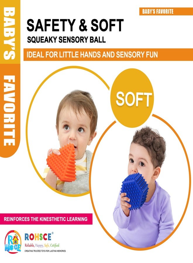 ROHSCE Baby Sensory Balls, Montessori Toys Soft Baby Balls 6 to 12 Months Textured Geometric Shapes for Babies' Sensory Development, Multicolor Bath Gifts Spiky Squeeze Ball for Infant Kids - Image 2