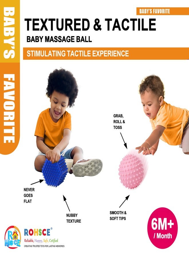 ROHSCE Baby Sensory Balls, Montessori Toys Soft Baby Balls 6 to 12 Months Textured Geometric Shapes for Babies' Sensory Development, Multicolor Bath Gifts Spiky Squeeze Ball for Infant Kids - Image 4