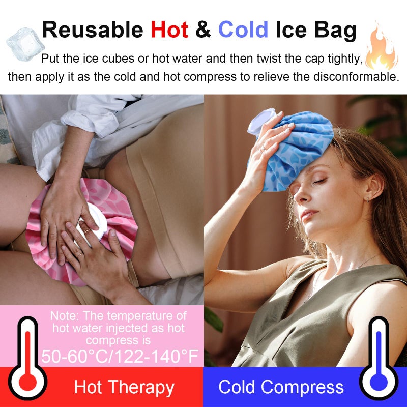 Fythao Ice Pack for Injuries Reusable, Ice Bag for Injuries Hot Water Bag for Hot & Cold Therapy, No-Leak Elastic Ice Bag with Elastic Breathable Support Wrap, 3 Sizes 6/9/11" - Image 3