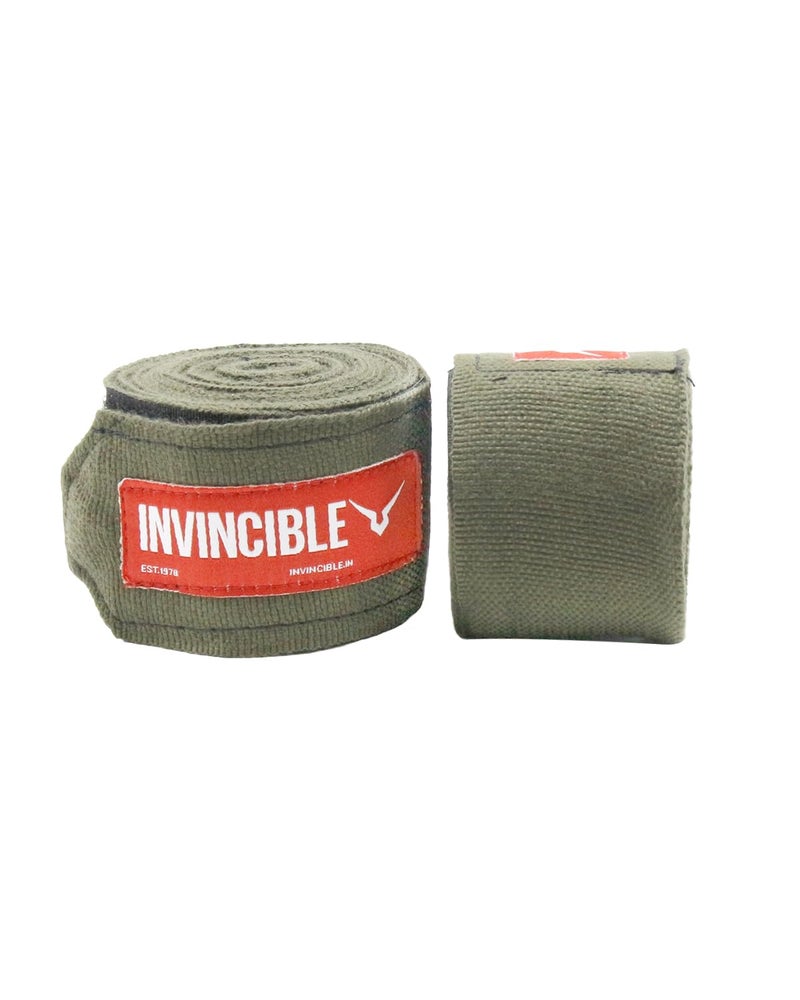 Invincible Mexican Style Semi-Stretch Hand Wraps (Olive, 2.5 Meter) - Image 2