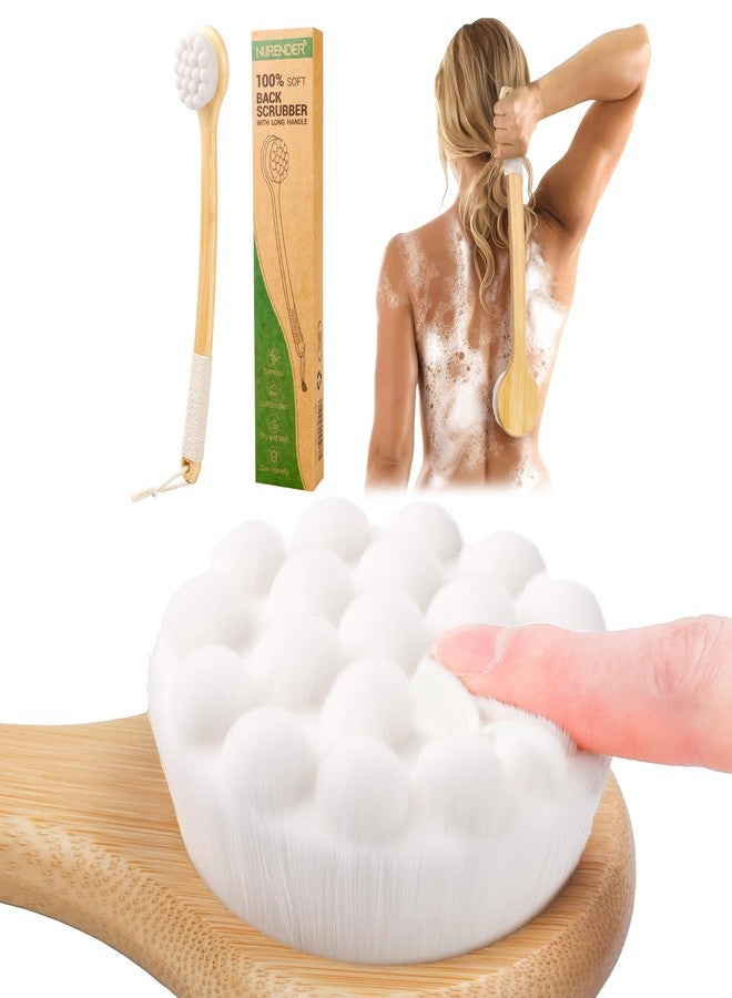 NURENDER Back Brush for Shower, 17.32'' Long Handle Soft Bristles for Sensitive Skin, Effective for Cleansing, Non Slip Grip, Wall Mounted Dry Quickly, Exfoliation Body Scrubber for Men/Women/Elderly - Image 1