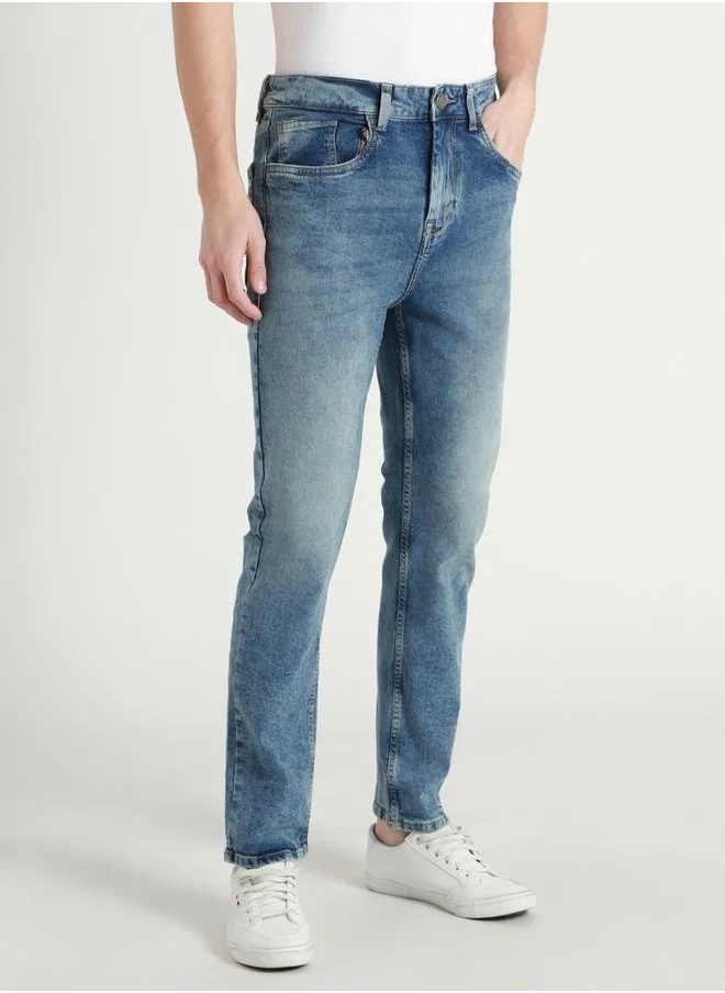 Dennis Lingo Men's Light Blue Straight Fit Twill Jeans
