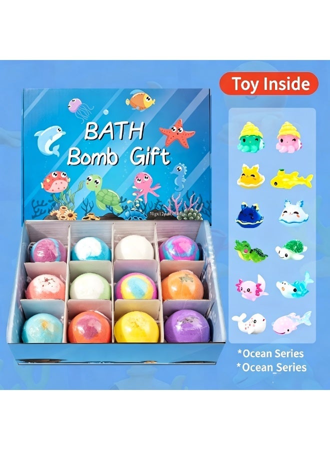 12 Glow-in-The-Dark Easter Bath Bombs for Kids with Toys Inside - Perfect Basket Stuffers! Handmade Bubble Bath Fizz Balls - Gentle and Safe for Girls and Boys - Image 1