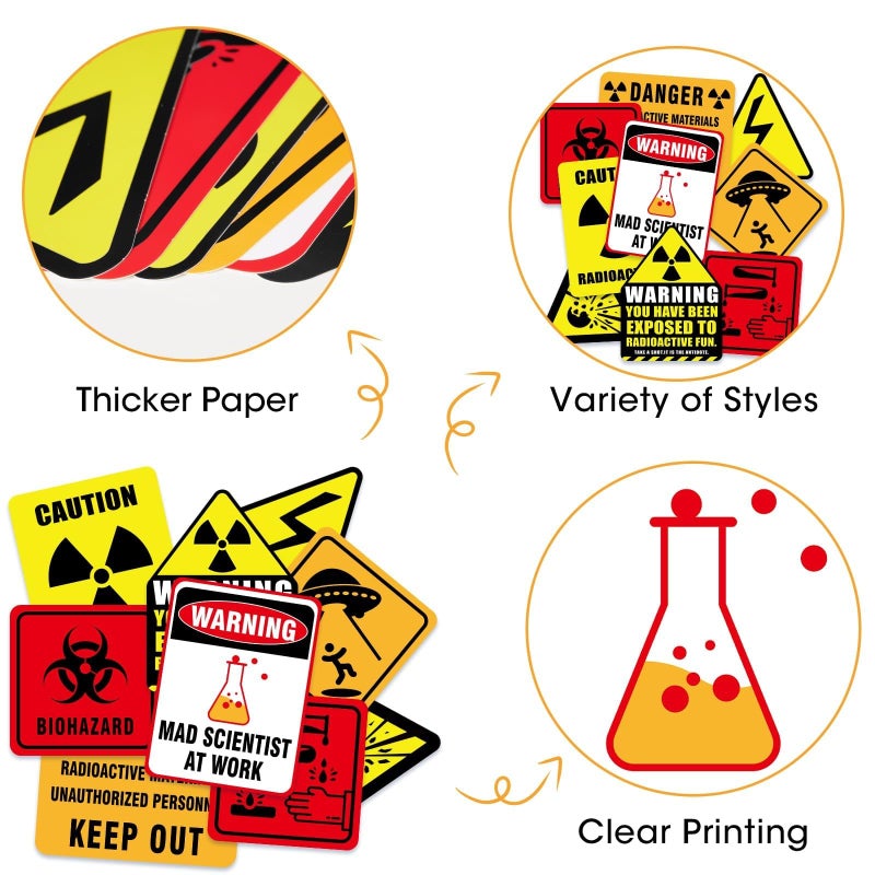 WERNNSAI Science Party Decorations - 9PCS Science Birthday Party Decorations for Boys Girls Chemistry Theme Birthday Party Mad Scientist Sign for Science Classroom Funny Laboratory Sign Decor on Door - Image 5