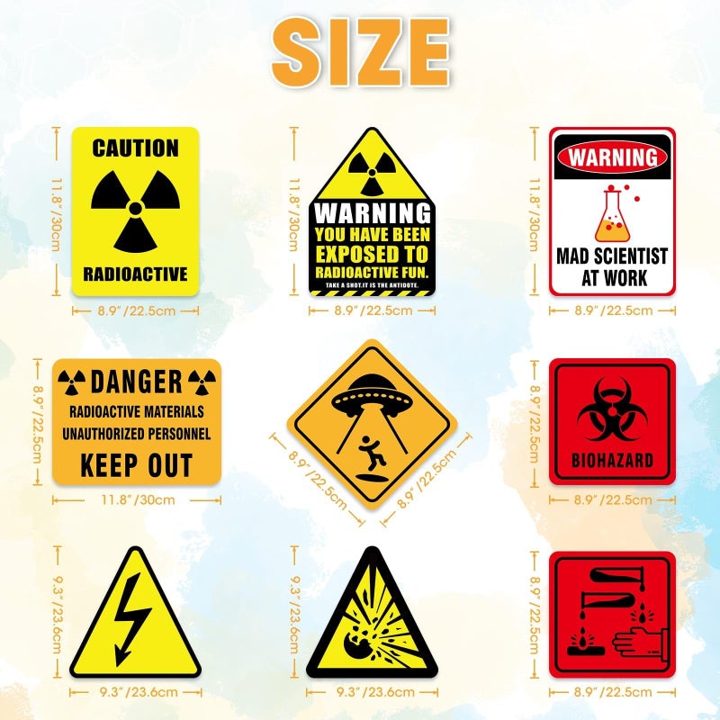 WERNNSAI Science Party Decorations - 9PCS Science Birthday Party Decorations for Boys Girls Chemistry Theme Birthday Party Mad Scientist Sign for Science Classroom Funny Laboratory Sign Decor on Door - Image 2
