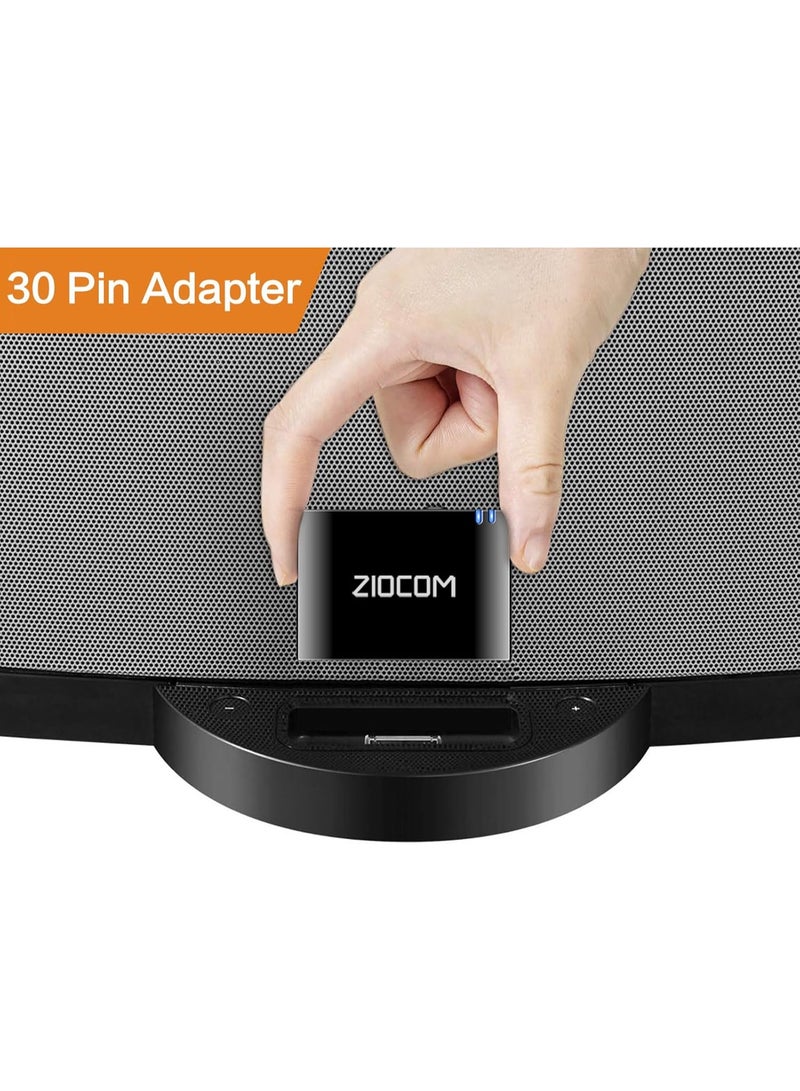 ZIOCOM 30 Pin Bluetooth Adapter Receiver for Bose iPod iPhone SoundDock and Other 30 pin Dock Speakers with 3.5mm Aux Cable(Not for Car and Motorcycles), Black - Image 2