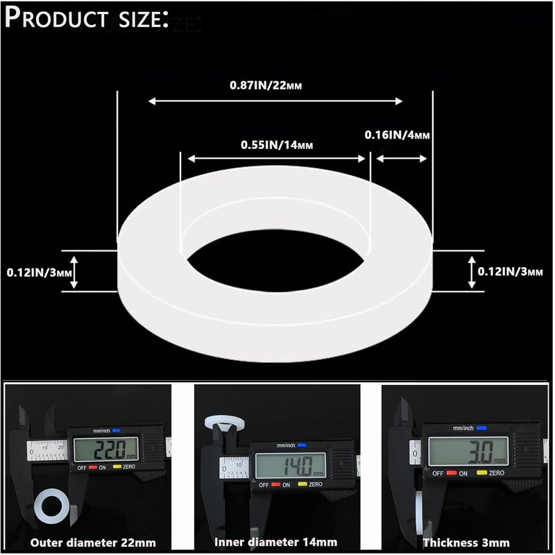 AimatRun 20 PCS 7/8" Silicone Gaskets Kitchen Water Hose Washers, 15/16" Tank Connector Bulkhead Fittings, Faucet & Shower Hose Seals, Rubber Washers for Toilet Water Line Replacement & Flange Sealing - Image 3