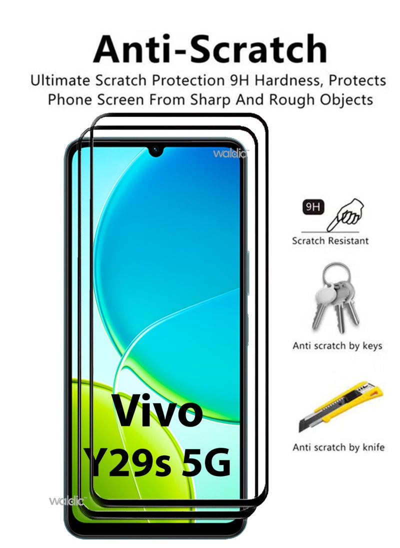 2 Pack Screen Protector for Vivo Y29s 5G | Tempered Glass Available in Combo Pack Compatible with Vivo Y29s 5G | Screen Protector Full HD Quality Tempered Glass Anti-Scratch Edge to Edge Coverage with Easy Installation Kit - Black