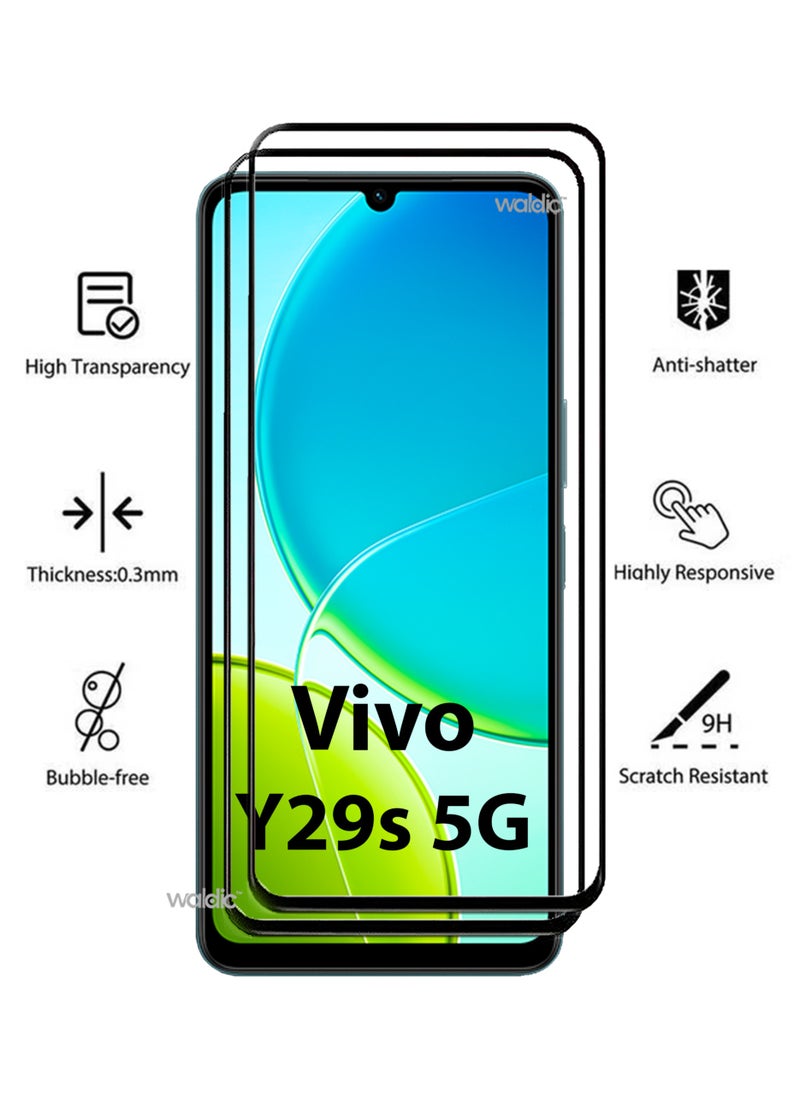 2 Pack Screen Protector for Vivo Y29s 5G | Tempered Glass Available in Combo Pack Compatible with Vivo Y29s 5G | Screen Protector Full HD Quality Tempered Glass Anti-Scratch Edge to Edge Coverage with Easy Installation Kit - Black