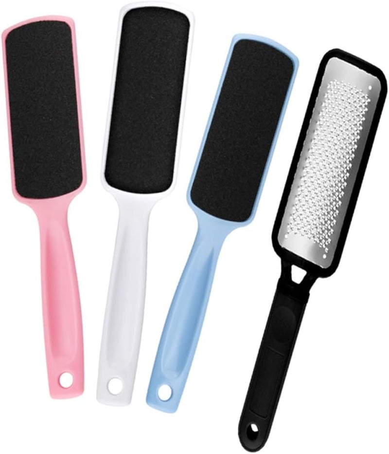 Double-Sided Stainless Steel Foot File Black with 3pcs Multi-Color Sandpaper Pedicure Tool Set for Callus Removal and Dead Skin Exfoliation at Home Spa - Image 1