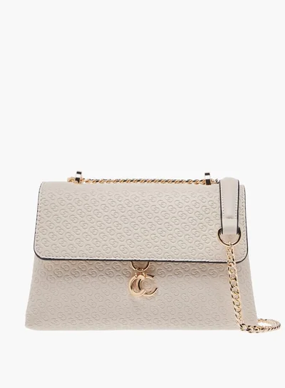 Celeste Women Monogram Embossed Crossbody Bag with Button Closure and Chain Strap