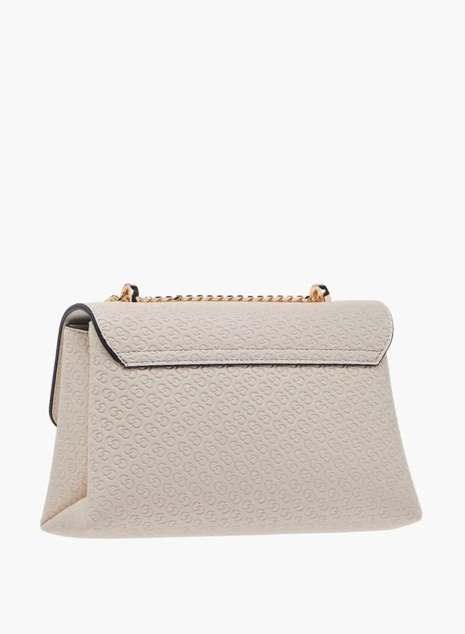 سيليست Women Monogram Embossed Crossbody Bag with Button Closure and Chain Strap