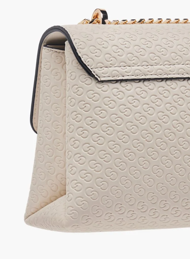 سيليست Women Monogram Embossed Crossbody Bag with Button Closure and Chain Strap