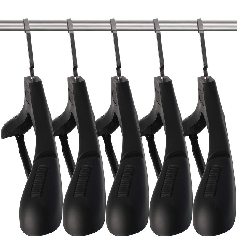 DEDU Plastic Extra Wide Suit Hangers, Pack of 15, Width: 17.7",Notched Shoulders & Metal Hooks, Black - Image 1
